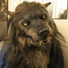 Load image into Gallery viewer, Movable Werewolf Head Mask with 360 Degree Rotation and Opening Jaw, Silicone Fur
