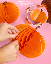 Load image into Gallery viewer, Paper Accordion Decorations with Turkey and Pumpkin Designs, 4-Piece Fall Set
