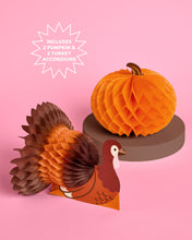 Load image into Gallery viewer, Paper Accordion Decorations with Turkey and Pumpkin Designs, 4-Piece Fall Set
