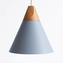 Load image into Gallery viewer, LED Ceiling Pendant Light, Wood and Aluminum Cone Design
