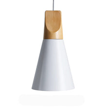 Load image into Gallery viewer, LED Ceiling Pendant Light, Wood and Aluminum Cone Design
