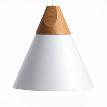 Load image into Gallery viewer, LED Ceiling Pendant Light, Wood and Aluminum Cone Design
