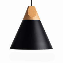 Load image into Gallery viewer, LED Ceiling Pendant Light, Wood and Aluminum Cone Design
