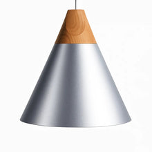 Load image into Gallery viewer, LED Ceiling Pendant Light, Wood and Aluminum Cone Design
