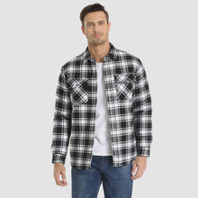 Load image into Gallery viewer, Mens Quilted Lined Flannel Jacket with Snap Button Front and Dual Chest Pockets
