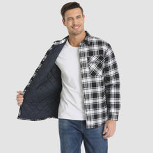 Load image into Gallery viewer, Mens Quilted Lined Flannel Jacket with Snap Button Front and Dual Chest Pockets
