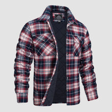 Load image into Gallery viewer, Mens Quilted Lined Flannel Jacket with Snap Button Front and Dual Chest Pockets
