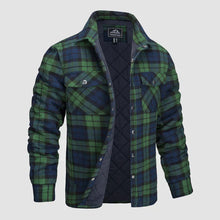 Load image into Gallery viewer, Mens Quilted Lined Flannel Jacket with Snap Button Front and Dual Chest Pockets
