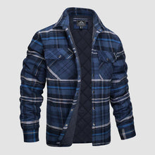 Load image into Gallery viewer, Mens Quilted Lined Flannel Jacket with Snap Button Front and Dual Chest Pockets
