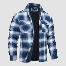 Load image into Gallery viewer, Mens Quilted Lined Flannel Jacket with Snap Button Front and Dual Chest Pockets
