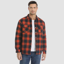 Load image into Gallery viewer, Mens Quilted Lined Flannel Jacket with Snap Button Front and Dual Chest Pockets

