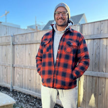 Load image into Gallery viewer, Mens Quilted Lined Flannel Jacket with Snap Button Front and Dual Chest Pockets
