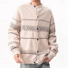 Load image into Gallery viewer, Button Down Cardigan with Geometric Pattern and Regular Fit, Winter Layering
