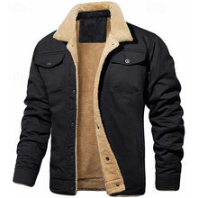 Load image into Gallery viewer, Trucker Jacket with Plush Lining and Fold Down Collar, Four Pockets
