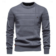 Load image into Gallery viewer, Mens Textured Crewneck Sweater with Subtle Woven Lines and a Tailored Fit in Five Colors
