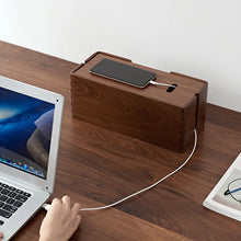 Load image into Gallery viewer, Black Walnut Power Strip Cable Organizer Box
