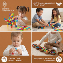 Load image into Gallery viewer, Montessori Snowflake Interlocking Building Blocks with Storage Box

