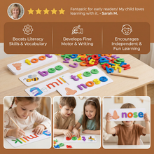 Load image into Gallery viewer, Montessori Spelling Game with Colorful Letters and Picture Cards for Preschoolers
