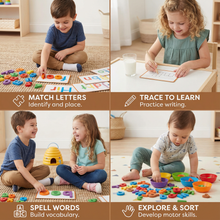 Load image into Gallery viewer, Montessori Spelling Game with Colorful Letters and Picture Cards for Preschoolers
