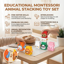 Load image into Gallery viewer, Montessori Animal Stacking Toy Set with Colorful Animal Faces for Kids
