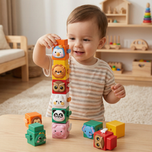 Load image into Gallery viewer, Montessori Animal Stacking Toy Set with Colorful Animal Faces for Kids
