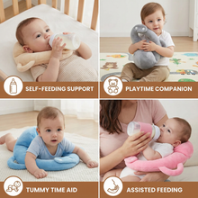 Load image into Gallery viewer, Bottle Holder Nursing Pillow with Breathable Mesh and Hands Free Support

