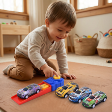 Load image into Gallery viewer, Car Catapult Racing Set with Four Die Cast Cars and Launcher in Gift Box
