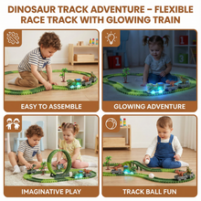 Load image into Gallery viewer, Flexible Dinosaur Track Set with Glowing Light Up Train and Landscape Accessories
