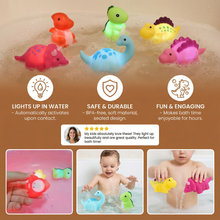 Load image into Gallery viewer, LED Dinosaur Bath Toys with Color Changing Lights and Waterproof Design
