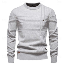 Load image into Gallery viewer, Mens Textured Crewneck Sweater with Subtle Woven Lines and a Tailored Fit in Five Colors
