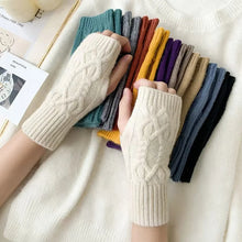 Load image into Gallery viewer, Cable Knit Fingerless Gloves for Winter Warmth
