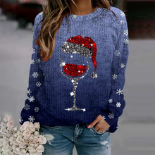 Load image into Gallery viewer, Festive women's Christmas knit sweater, cozy crew neck and relaxed fit. Perfect holiday outfit or winter top.
