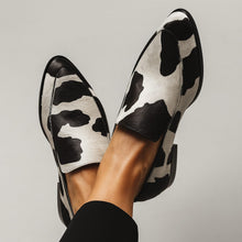 Load image into Gallery viewer, Women's Cow Print Pointed-Toe Slip-On Modern Loafers
