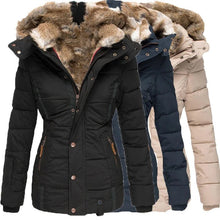 Load image into Gallery viewer, Womens Quilted Parka with Faux Fur Lined Hood and Zip and Snap Closure
