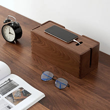 Load image into Gallery viewer, Black Walnut Power Strip Cable Organizer Box
