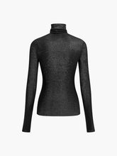 Load image into Gallery viewer, Womens Sheer Knit Turtleneck Top with Medium Stretch and Natural Fiber Blend
