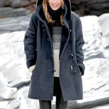 Load image into Gallery viewer, Hooded Winter Coat with Insulating Build and Adjustable Hood, Button Front
