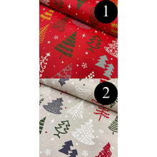 Load image into Gallery viewer, Christmas tree print fabric close-up
