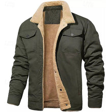 Load image into Gallery viewer, Trucker Jacket with Plush Lining and Fold Down Collar, Four Pockets
