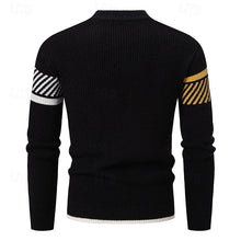 Load image into Gallery viewer, Ribbed Crew Neck Sweater with Colour Block Panels and Regular Fit
