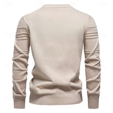 Load image into Gallery viewer, Mens Textured Crewneck Sweater with Subtle Woven Lines and a Tailored Fit in Five Colors
