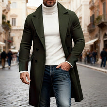 Load image into Gallery viewer, Long Overcoat with Double Breasted Closure and Tailored Fit
