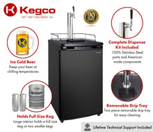 Load image into Gallery viewer, Kegco 20&quot; Wide Single Tap Black Kegerator K199B-1NK
